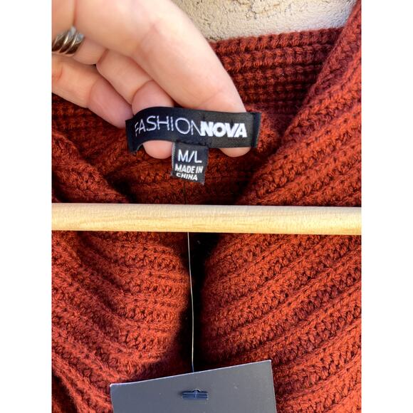 NWT - Fashion Nova Keeping Secrets Sweater Mini Dress - Rust - M/L - Picture 6 of 6